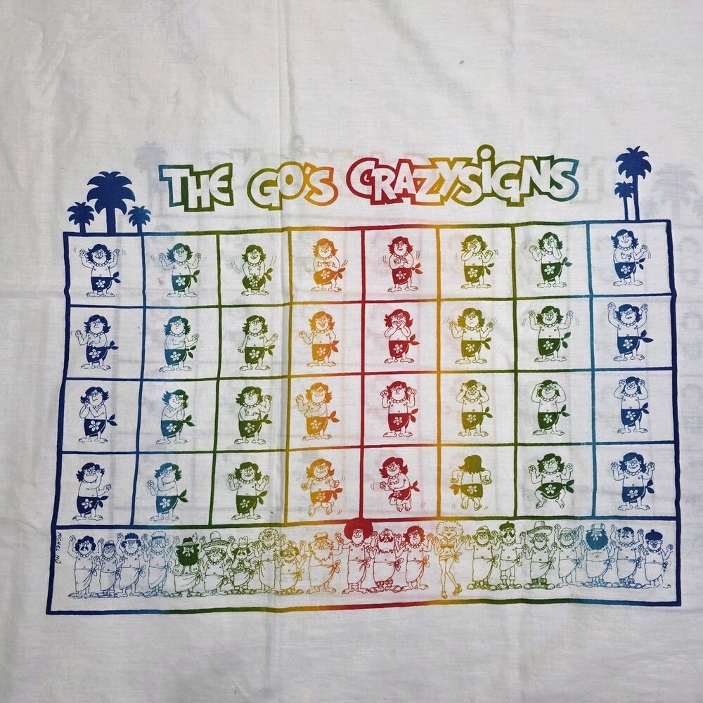 Vintage Club Med Souvenir Wall Hanging Tablecloth 34” x 65” The Go's Crazy Signs